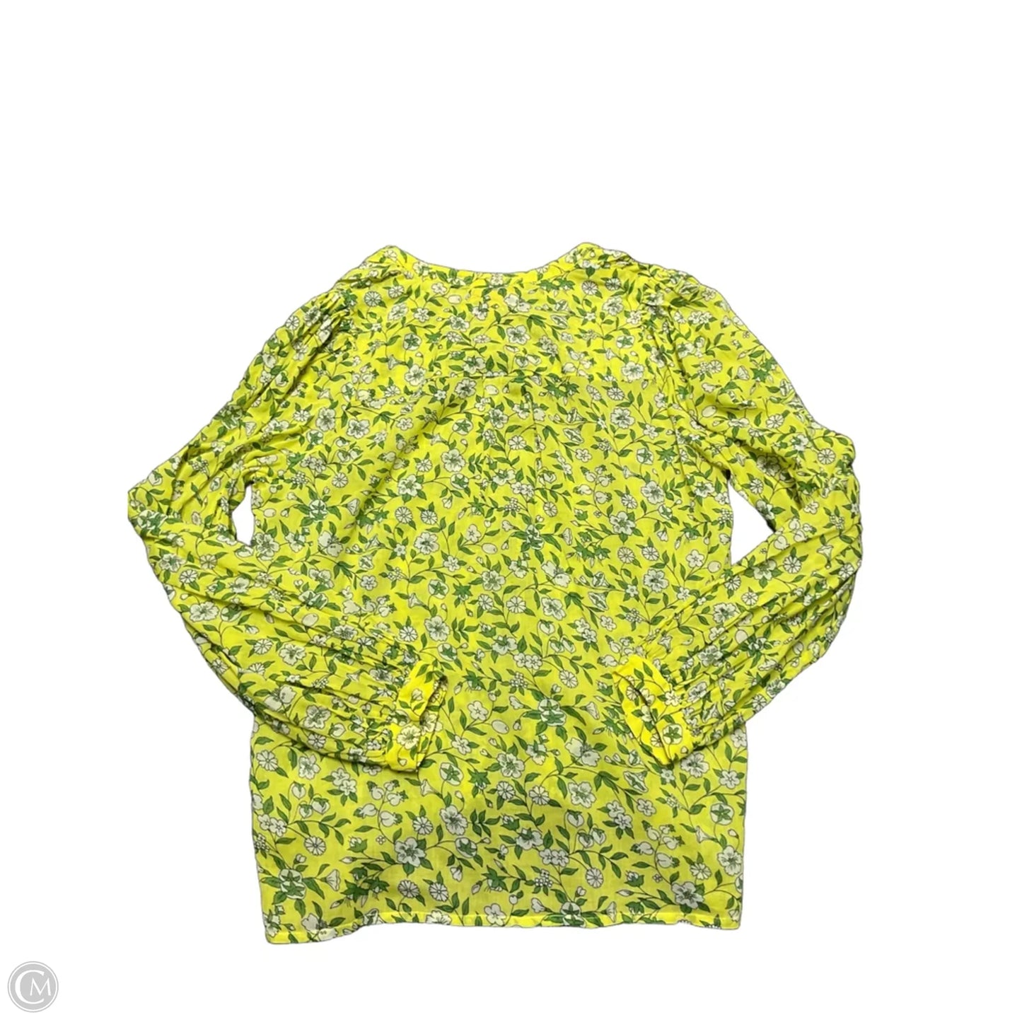 Top Long Sleeve By Banjanan In Green & Yellow, Size: M