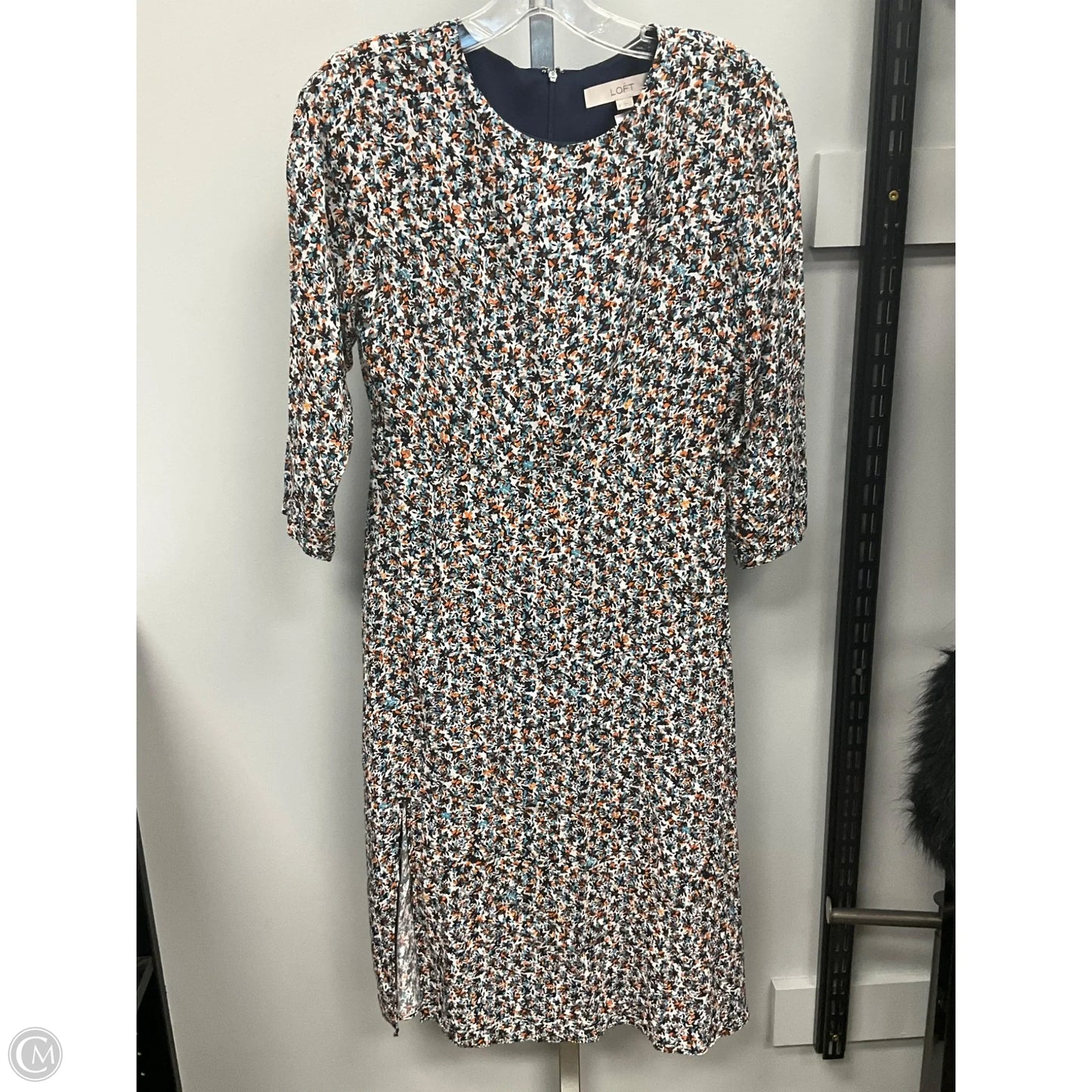 Dress Casual Midi By Loft In Cream & Orange, Size: 0