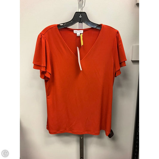 Top Short Sleeve By Calvin Klein In Orange, Size: M