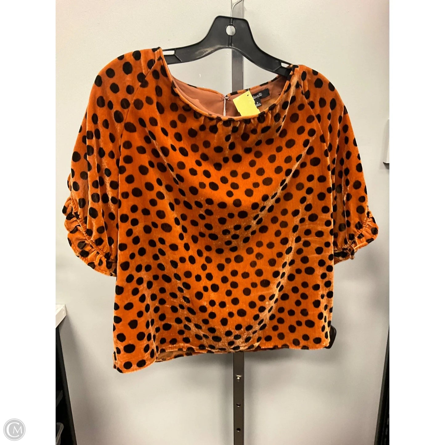 Top Short Sleeve By Madewell In Polkadot Pattern, Size: M