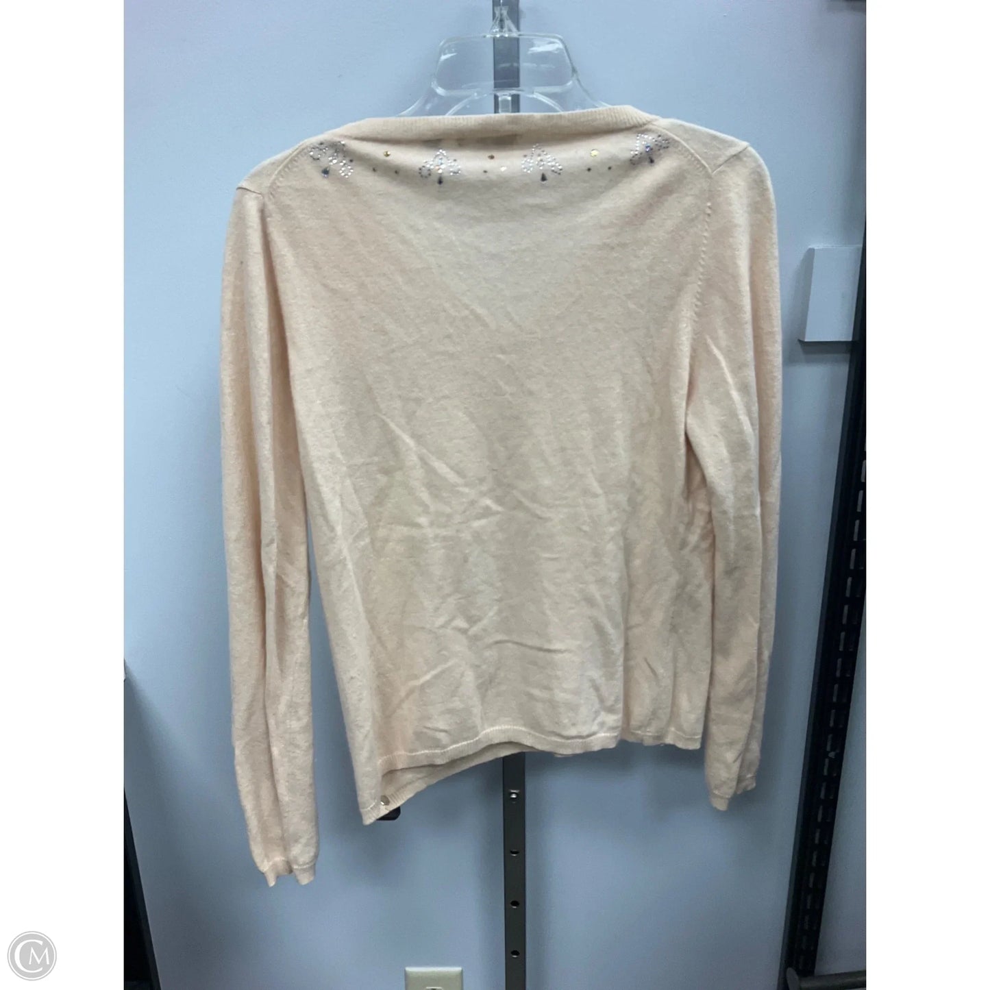 Sweater By Bcbgmaxazria In Cream & Silver, Size: L