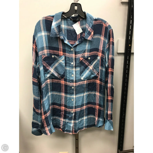 Top Long Sleeve Basic By Sanctuary In Plaid Pattern, Size: Xl
