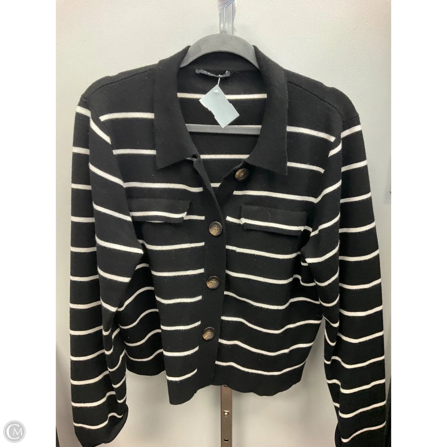 Cardigan By Tahari In Striped Pattern, Size: Xxl