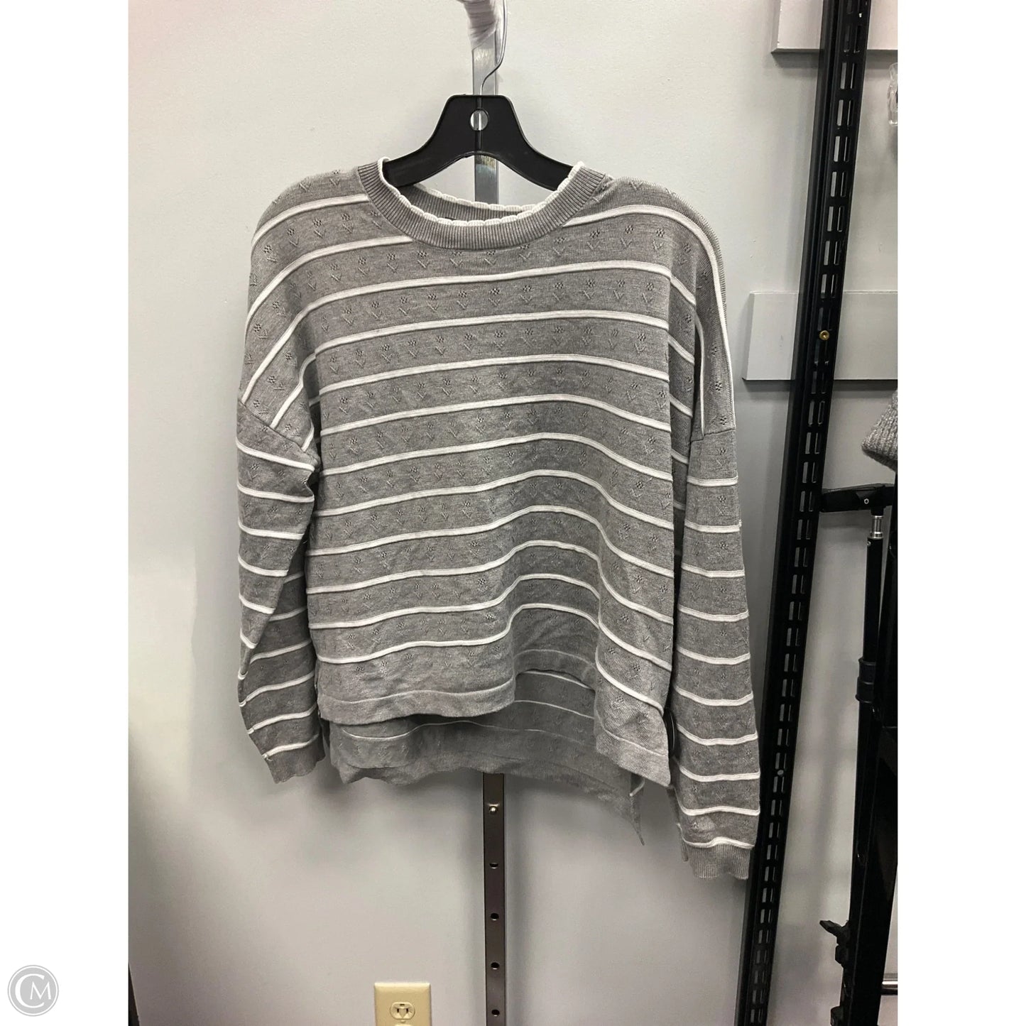 Sweater By Adrianna Papell In Grey & White, Size: S