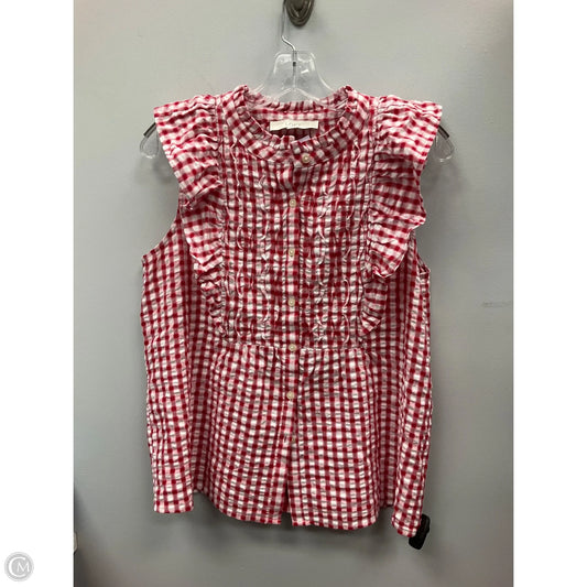 Top Sleeveless By Loft In Red & White, Size: S