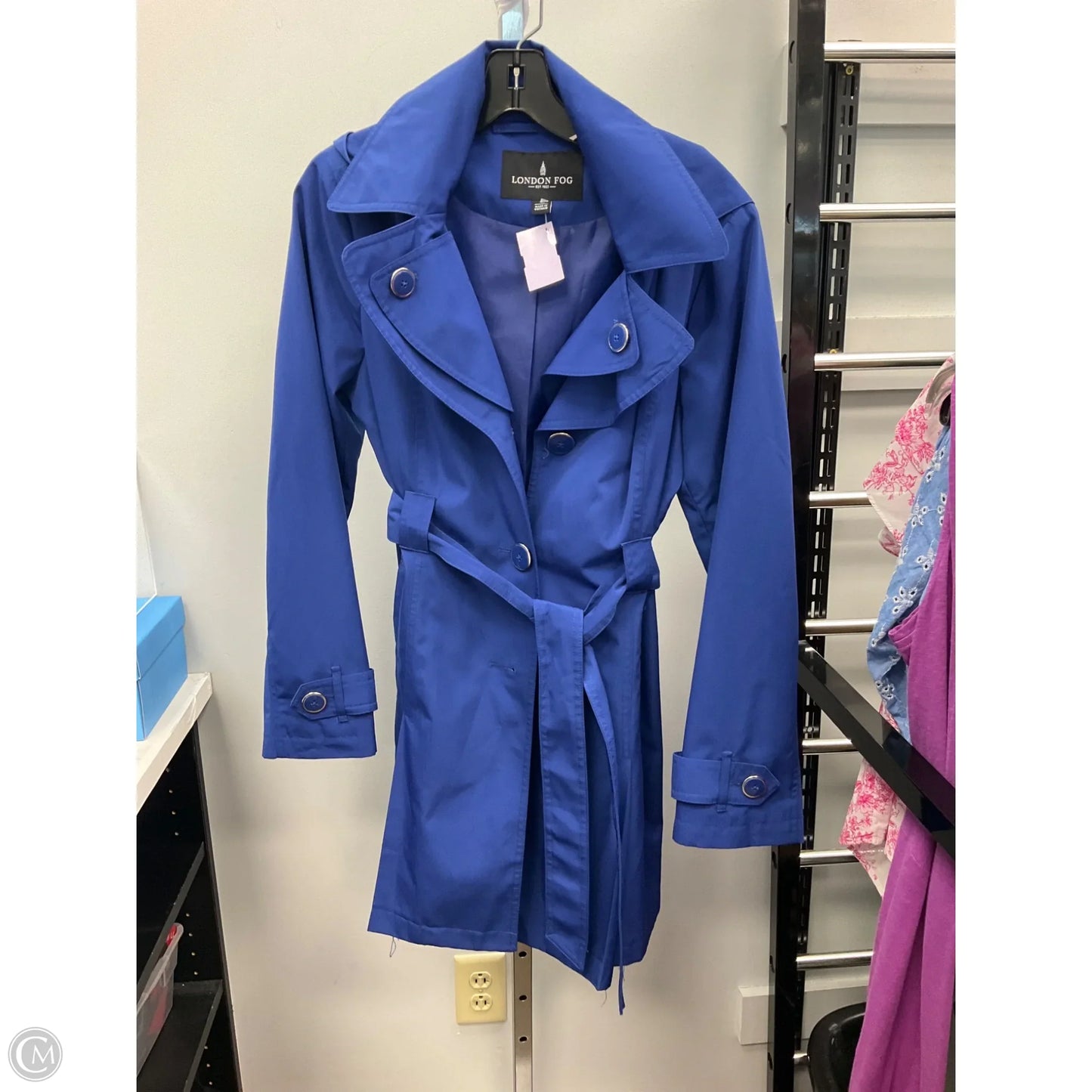 Coat Raincoat By London Fog In Blue, Size: S