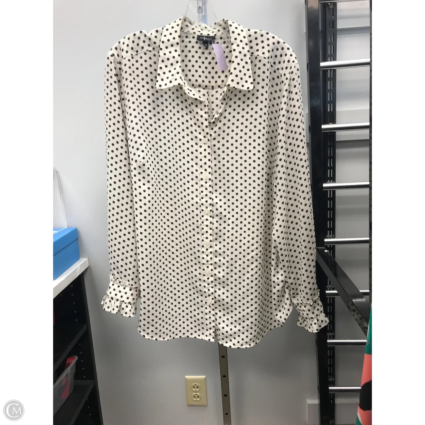 Top Long Sleeve Basic By Who What Wear In Polkadot Pattern, Size: 1x