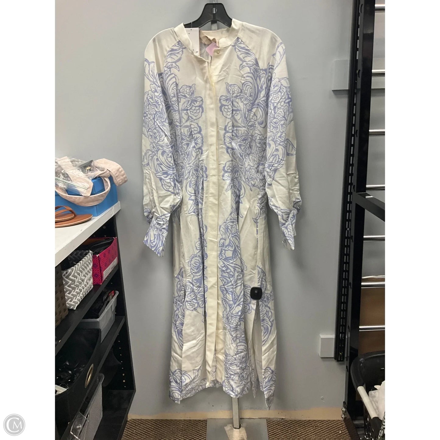 Dress Casual Maxi By H&m In Blue & Cream, Size: M