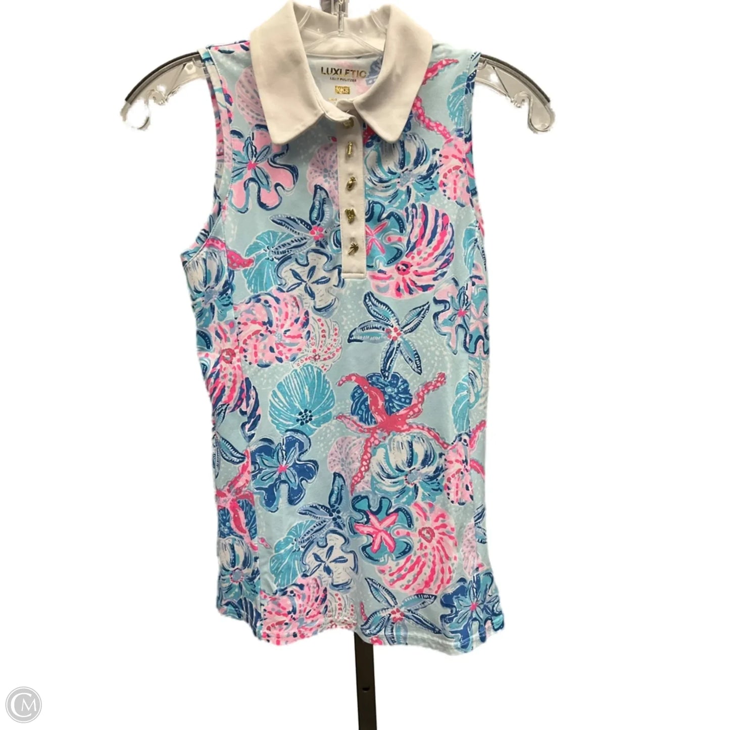 Top Sleeveless Designer By Lilly Pulitzer In Blue & Pink, Size: Xxs