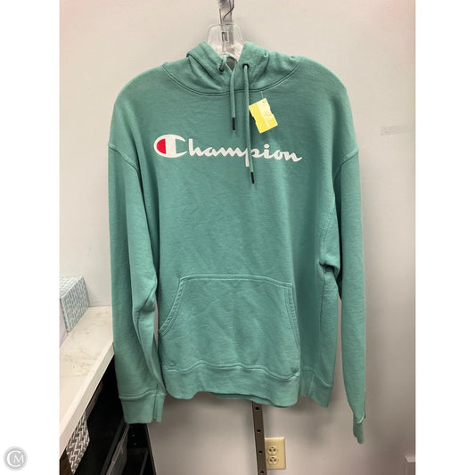 Sweatshirt Hoodie By Champion In Green, Size: L