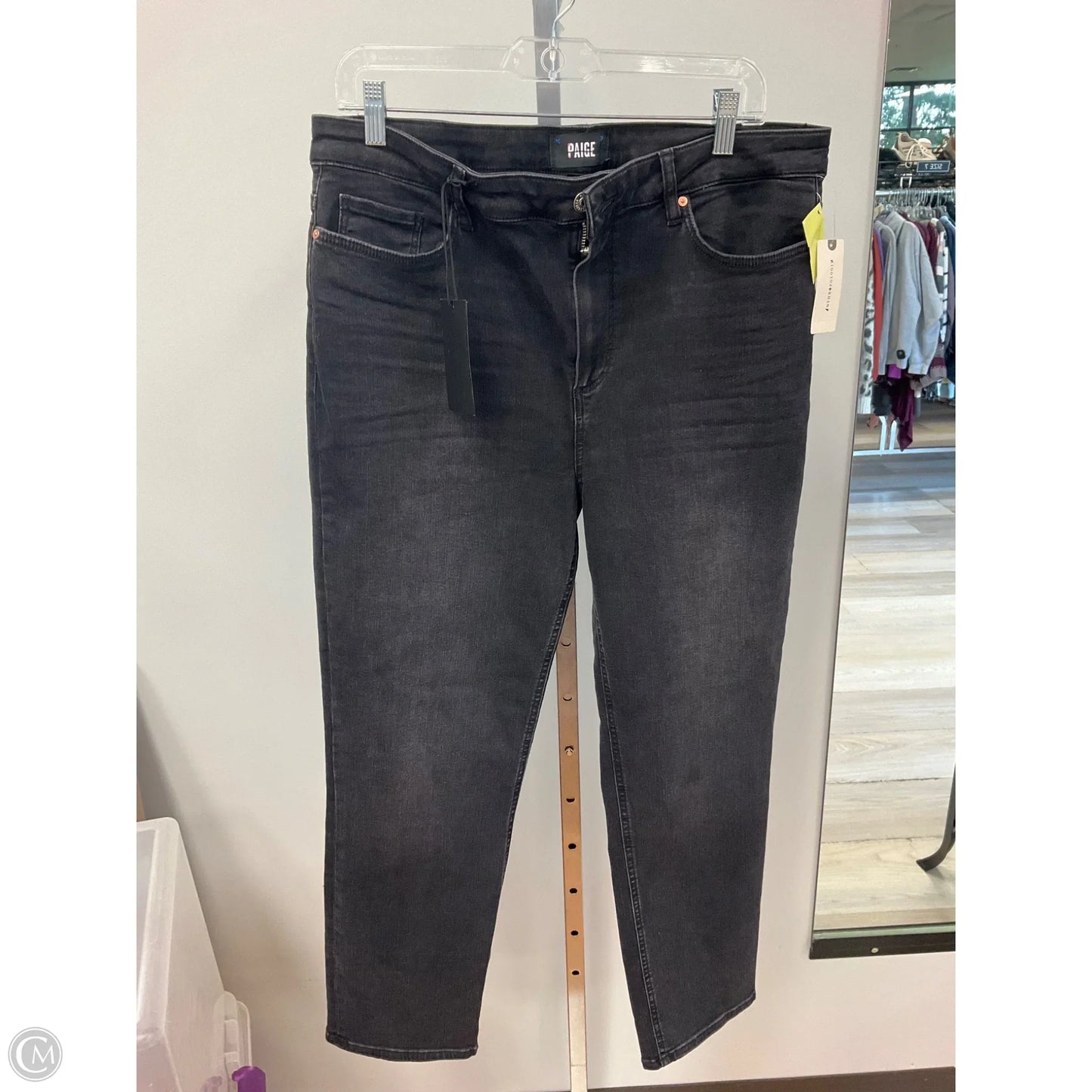 Jeans Straight By Paige In Black Denim, Size: 16