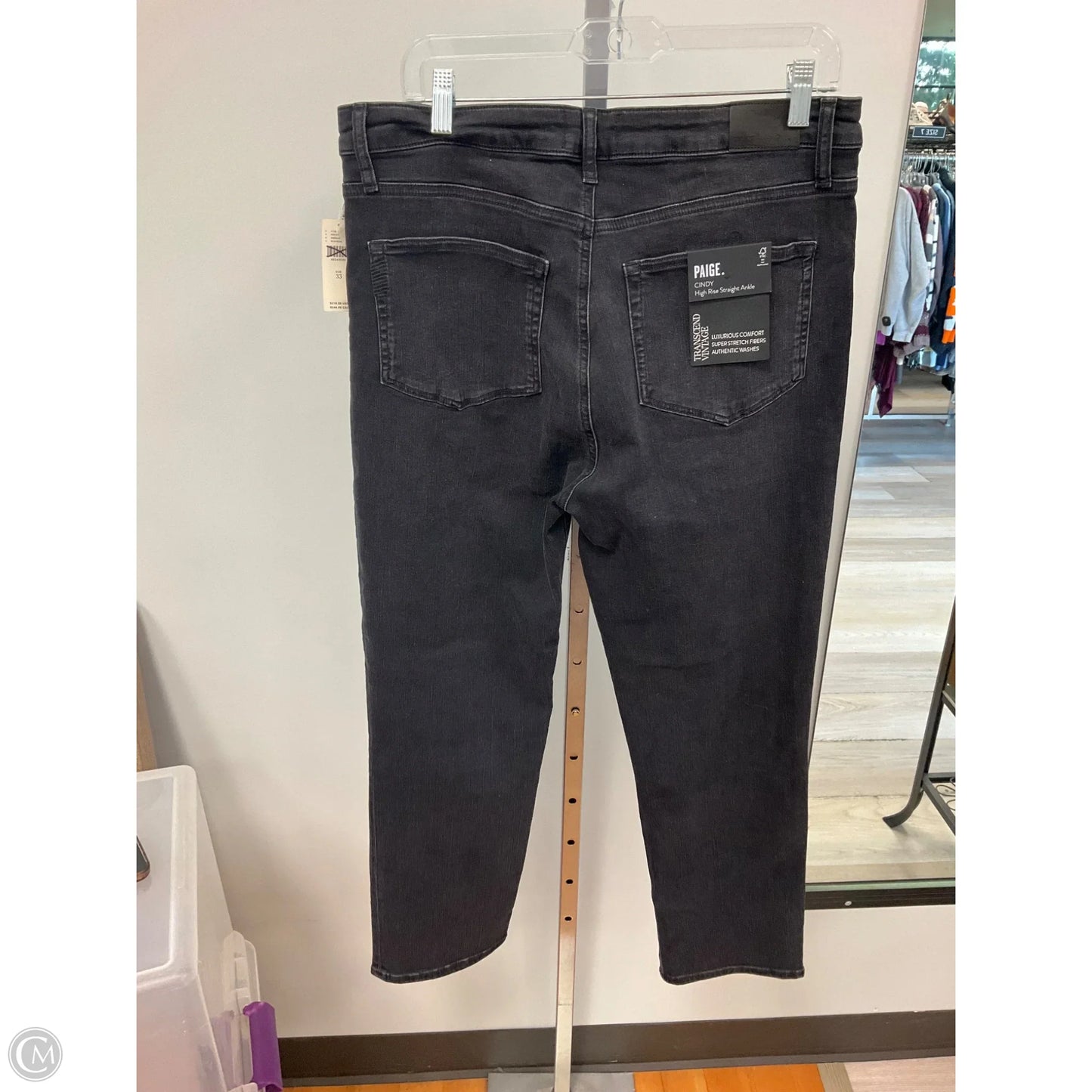 Jeans Straight By Paige In Black Denim, Size: 16