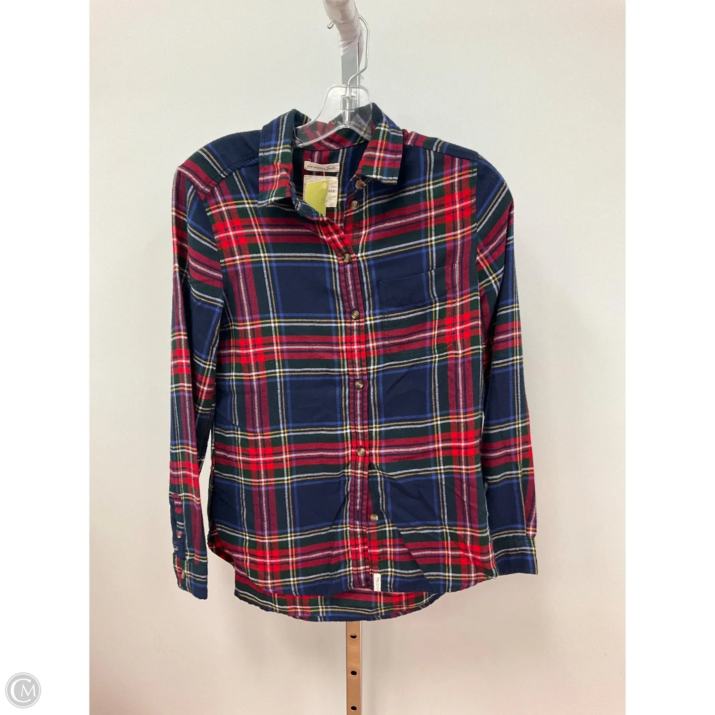 Top Long Sleeve By American Eagle In Plaid Pattern, Size: Xs