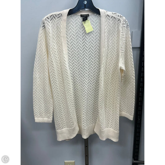 Sweater Cardigan By Ann Taylor In Cream, Size: L