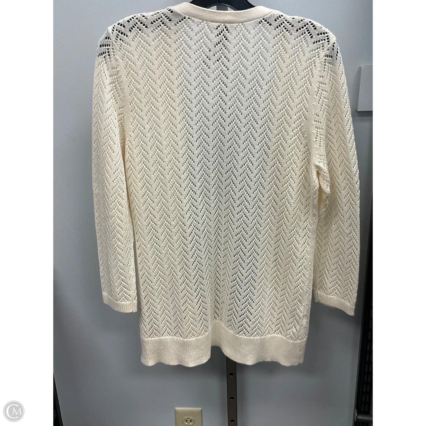 Sweater Cardigan By Ann Taylor In Cream, Size: L