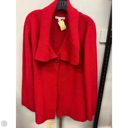 Sweater Cardigan By Dressbarn In Red, Size: 3x