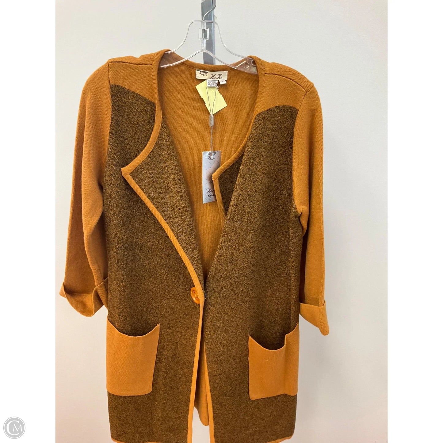 Sweater Cardigan By Cmc In Gold, Size: L