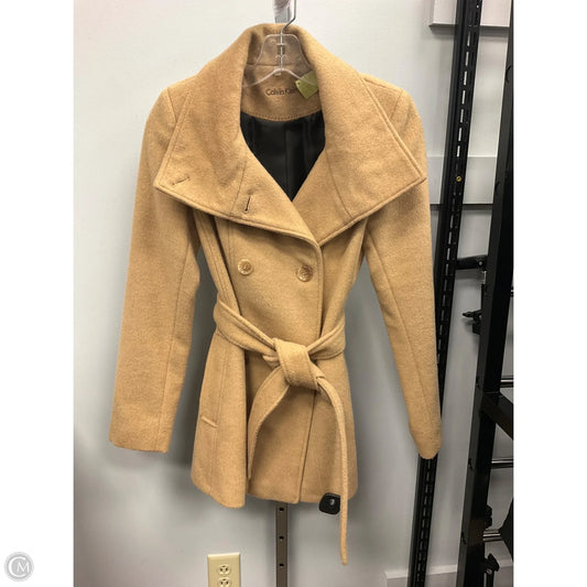 Coat Peacoat By Calvin Klein In Tan, Size: 0