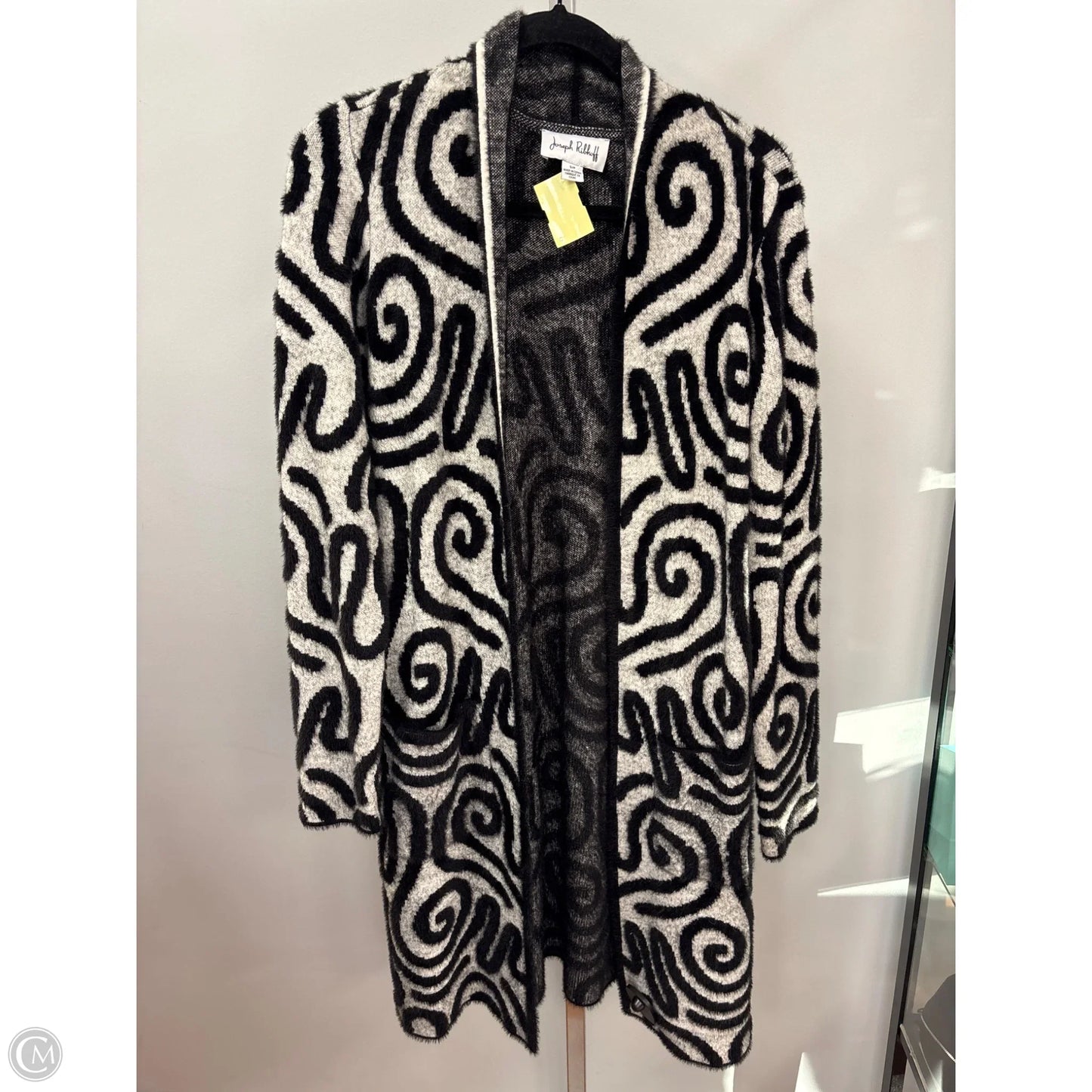 Sweater Cardigan By Joseph Ribkoff In Black & White, Size: S
