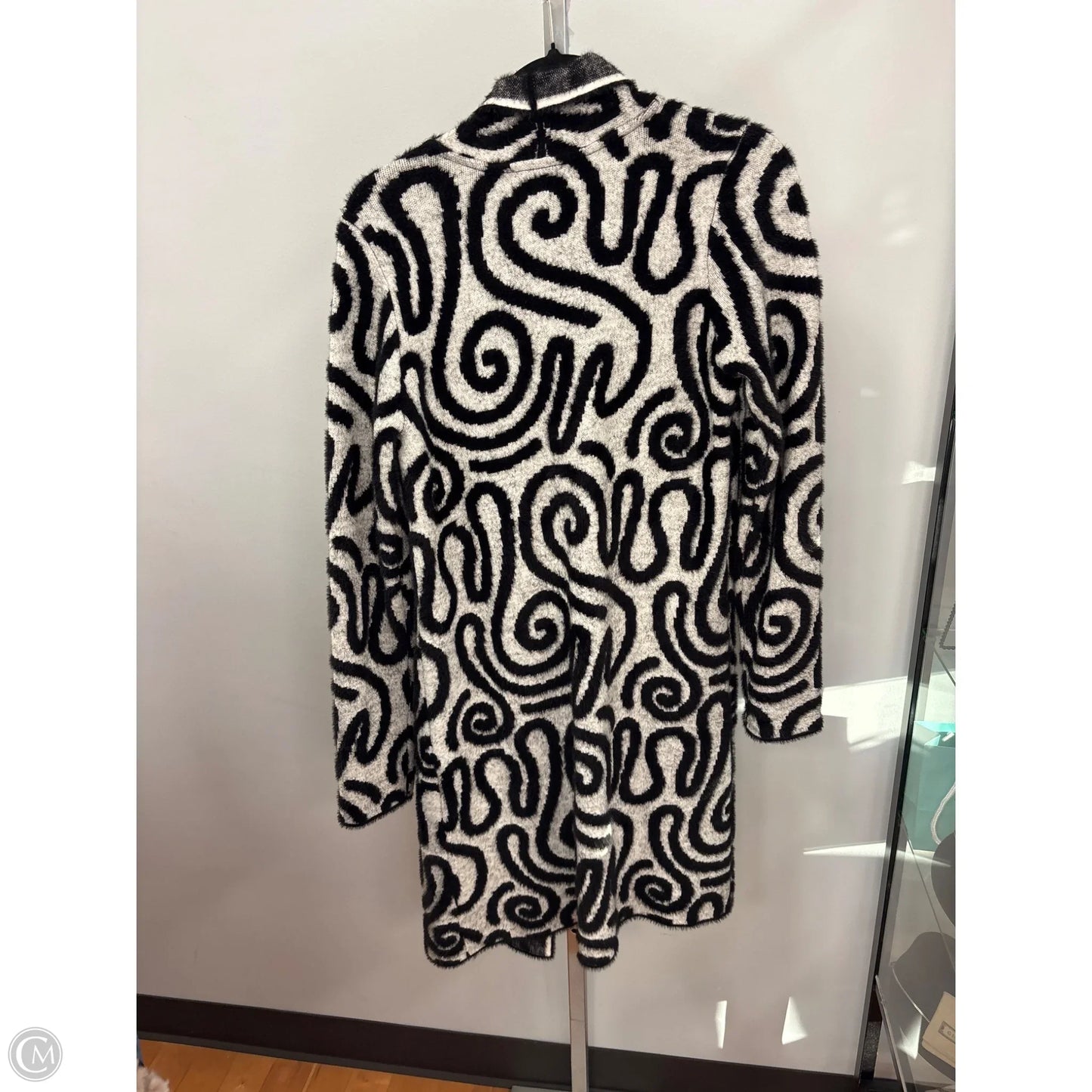 Sweater Cardigan By Joseph Ribkoff In Black & White, Size: S