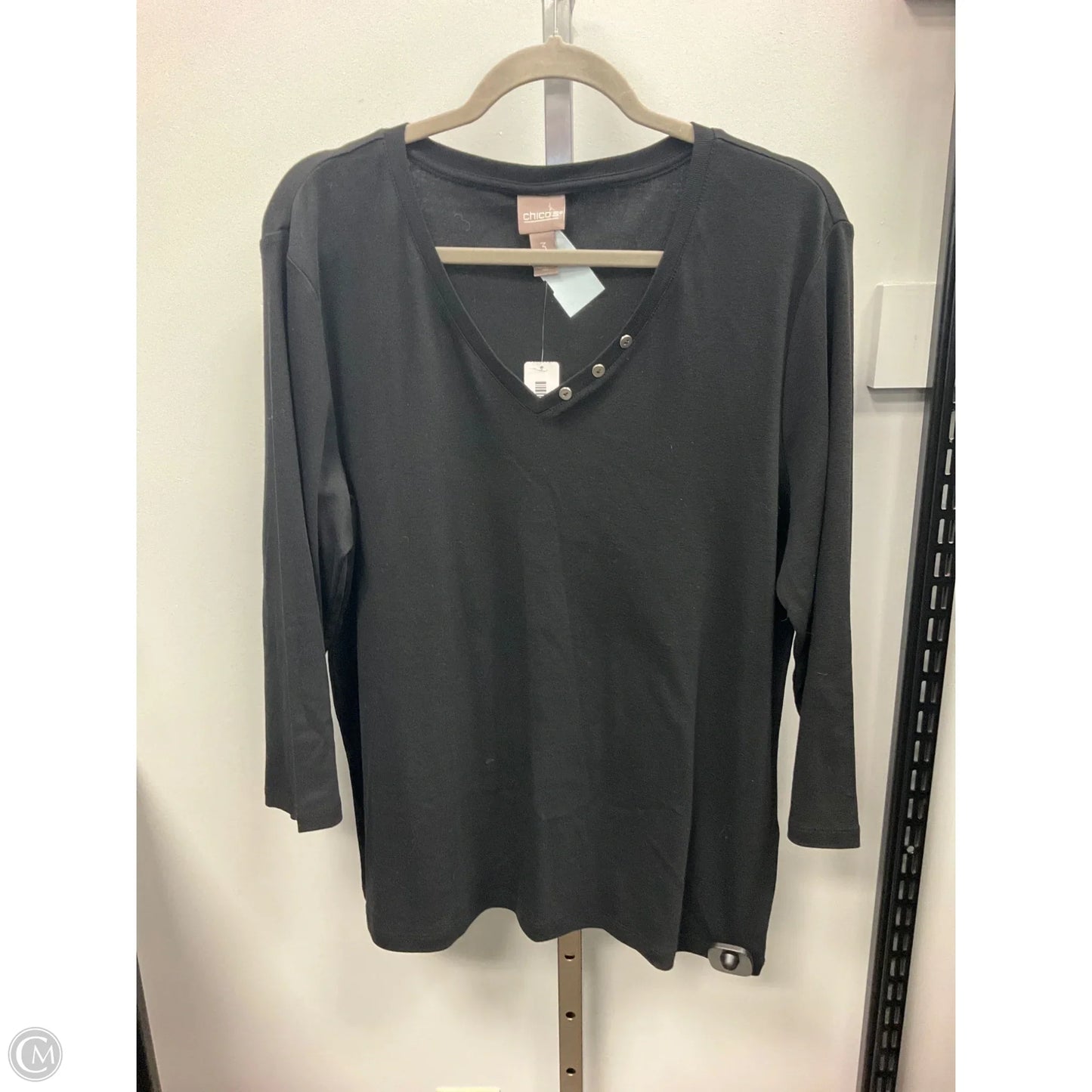Top 3/4 Sleeve Basic By Chicos In Black, Size: Xl