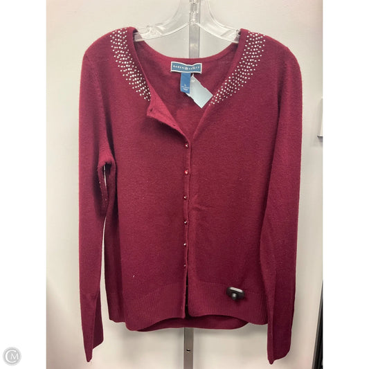 Sweater Cardigan By Karen Scott In Maroon, Size: L