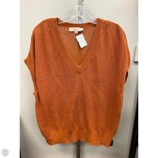 Vest Sweater By Loft In Orange, Size: Xl
