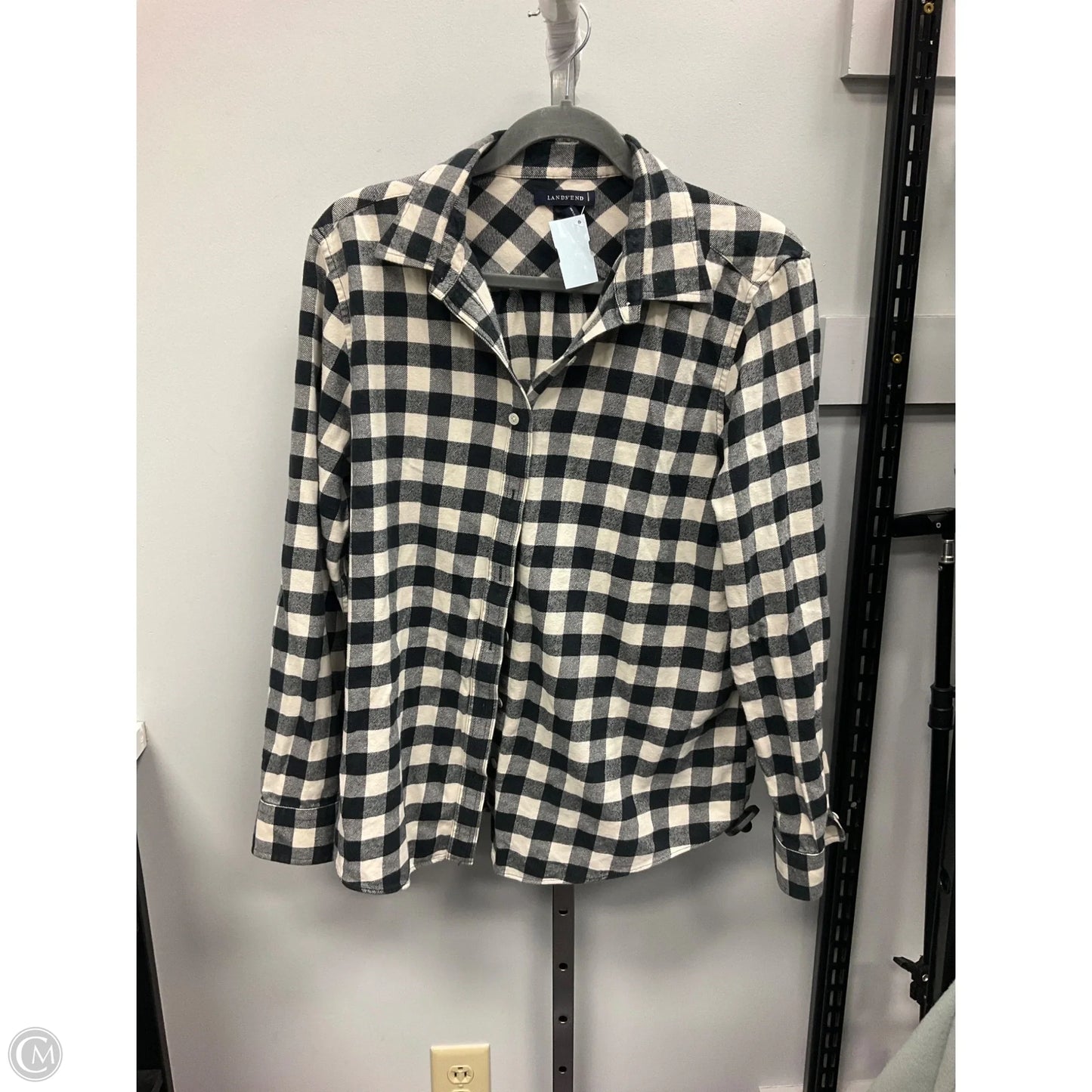 Top Long Sleeve By Lands End In Checkered Pattern, Size: L