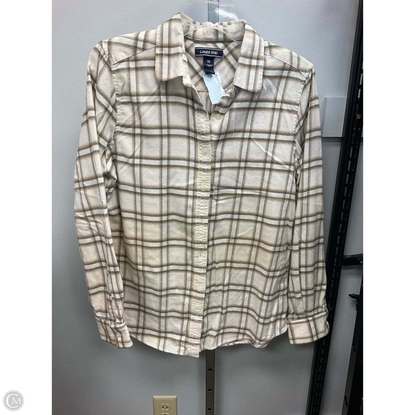 Top Long Sleeve By Lands End In Plaid Pattern, Size: M