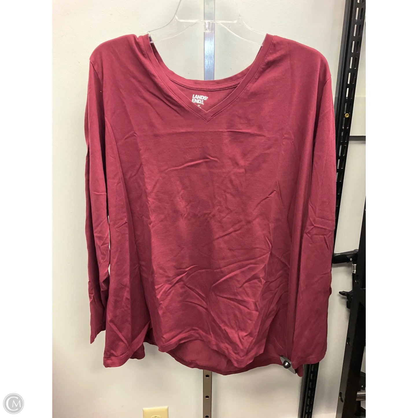 Top Long Sleeve Basic By Lands End In Maroon, Size: 2x