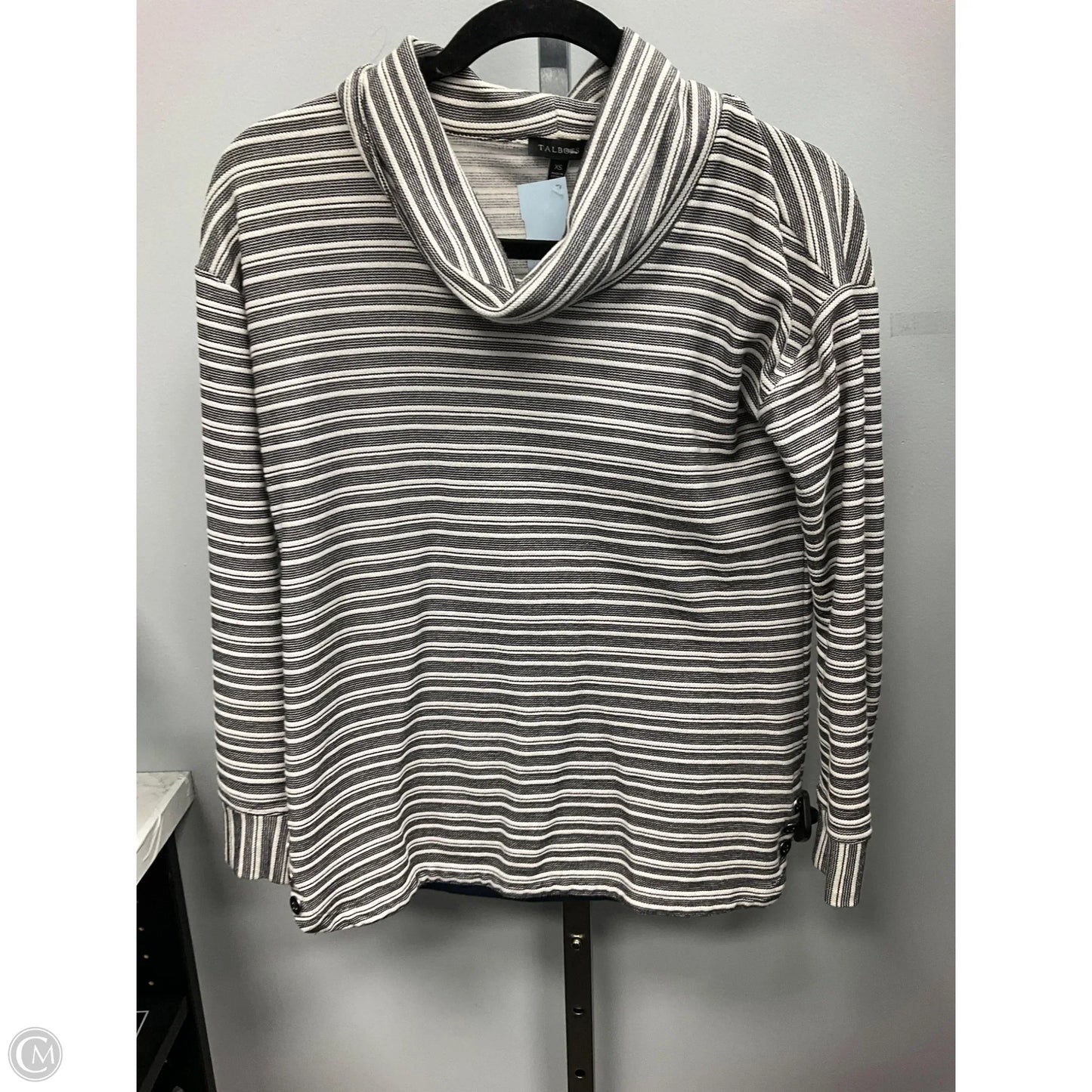 Top Long Sleeve By Talbots In Grey & White, Size: Xs