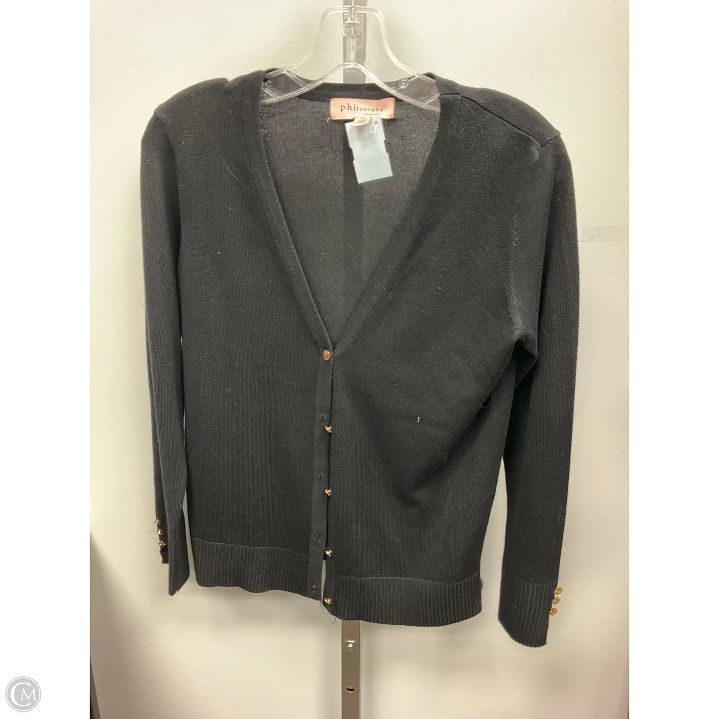 Sweater Cardigan By Philosophy In Black, Size: S