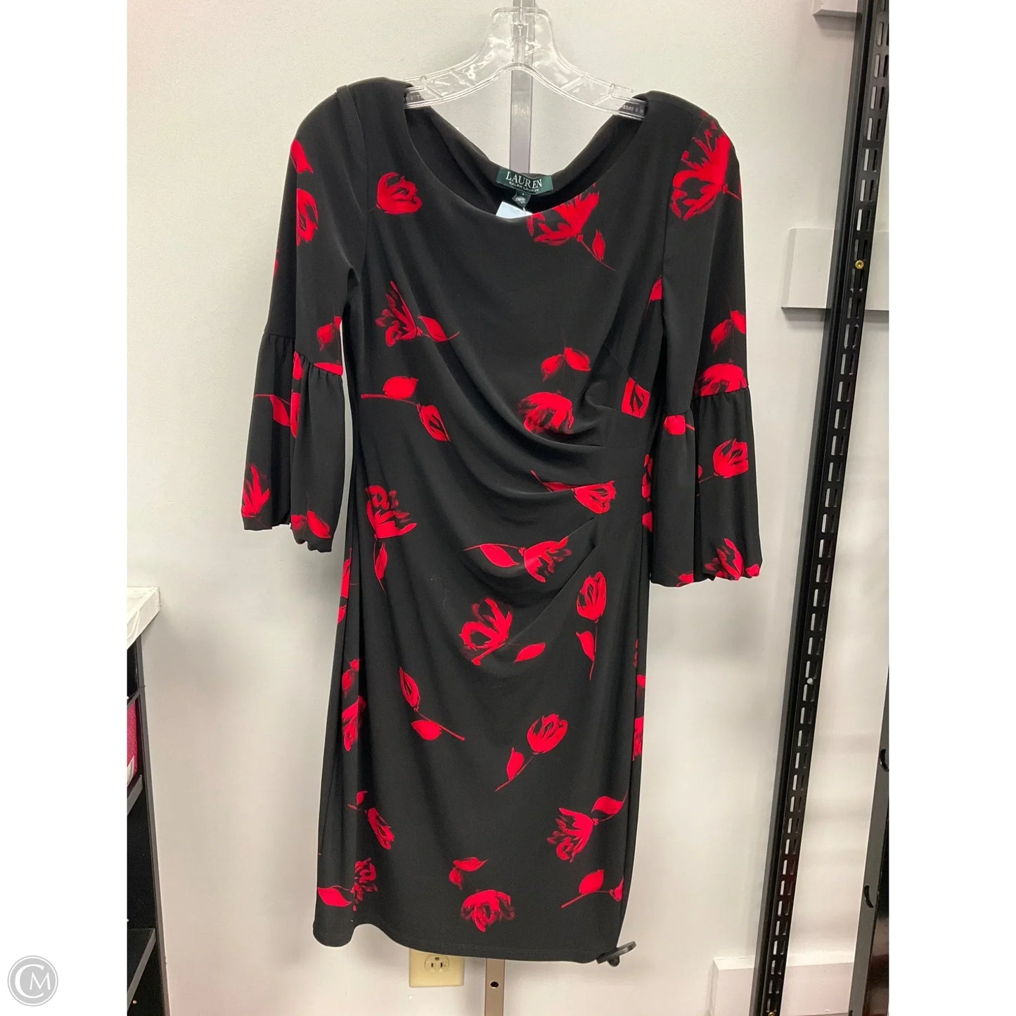 Dress Party Midi By Lauren By Ralph Lauren In Black & Red, Size: 4