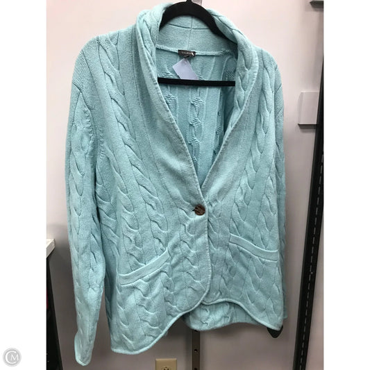 Sweater Cardigan By Talbots In Aqua, Size: Xl