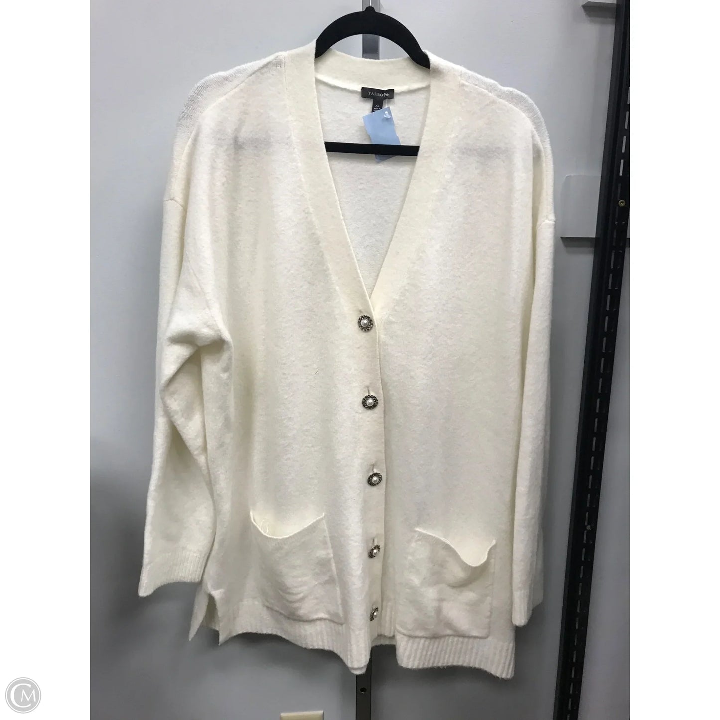 Sweater Cardigan By Talbots In Cream, Size: Xl