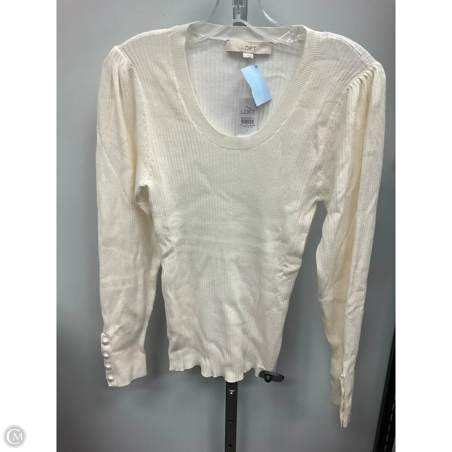 Top Long Sleeve By Loft In Cream, Size: L