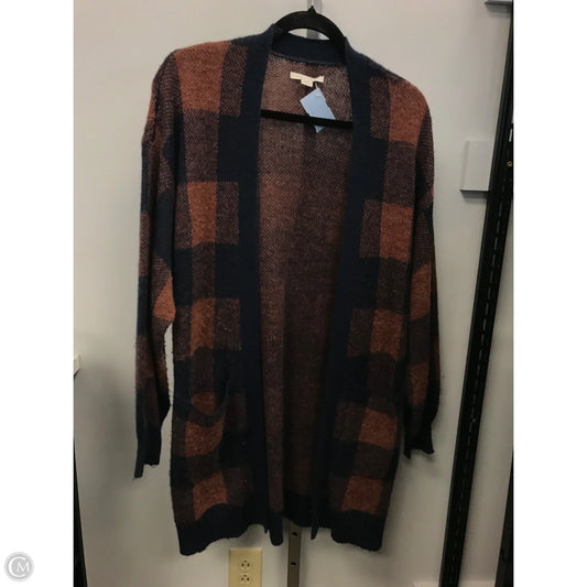 Sweater Cardigan By American Eagle In Plaid Pattern, Size: M