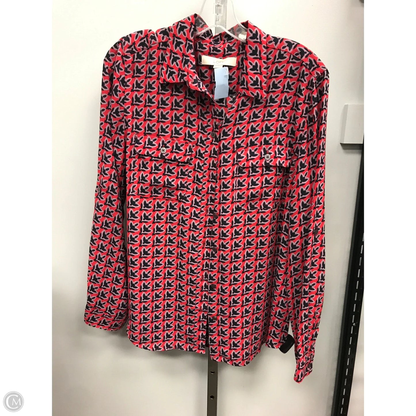 Top Long Sleeve By Loft In Blue & Red, Size: M