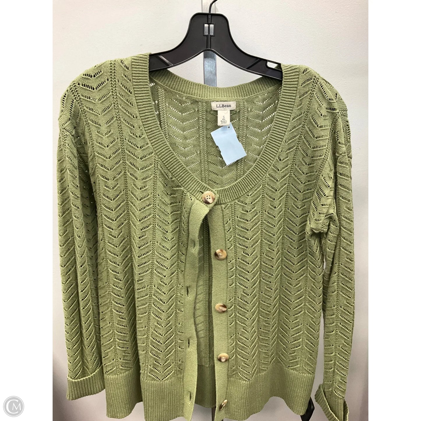 Sweater Cardigan By L.l. Bean In Green, Size: S