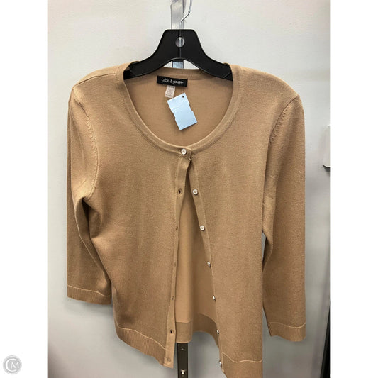 Sweater Cardigan By Cable And Gauge In Tan, Size: M