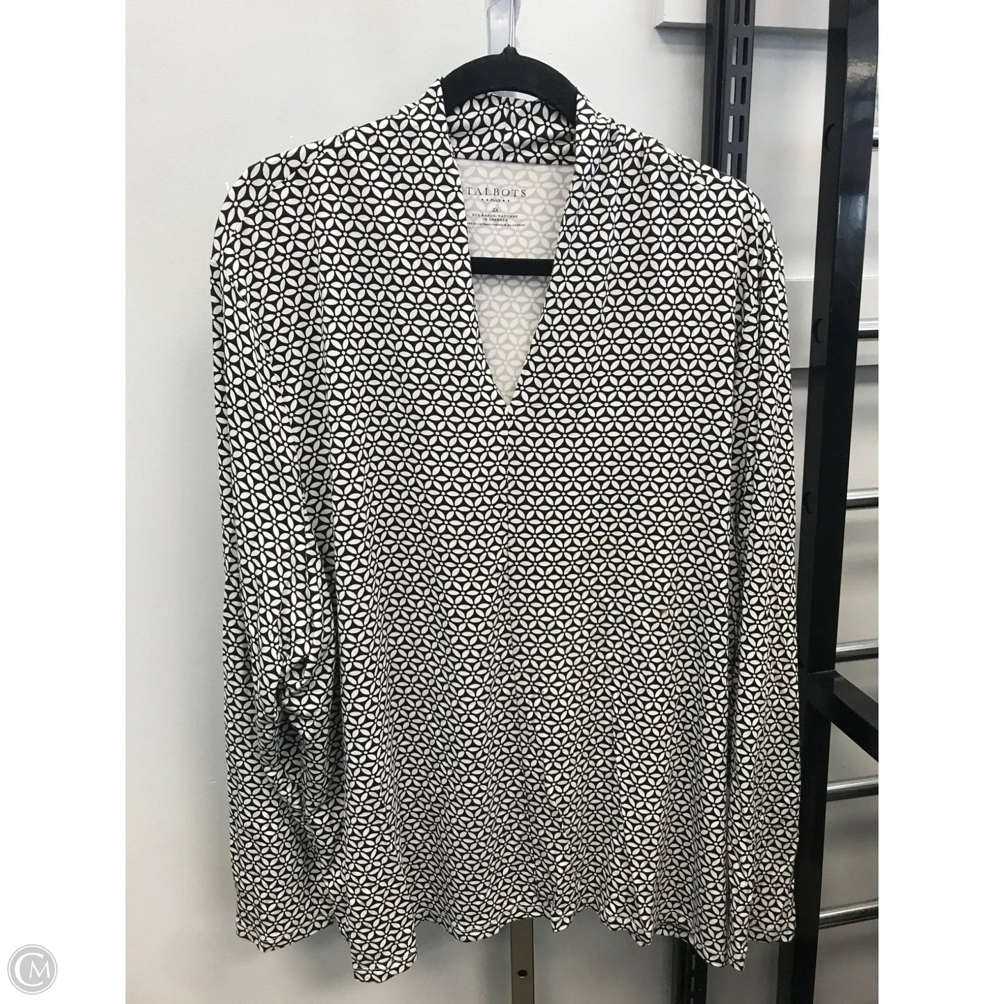 Top Long Sleeve By Talbots In Black & White, Size: 3x