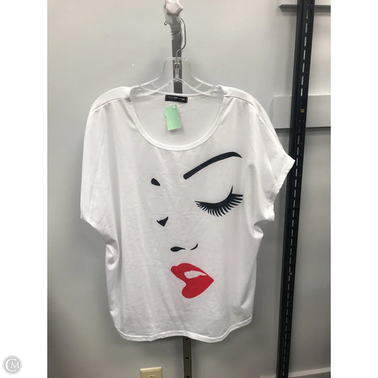 Top Short Sleeve By Shein In White, Size: 2x