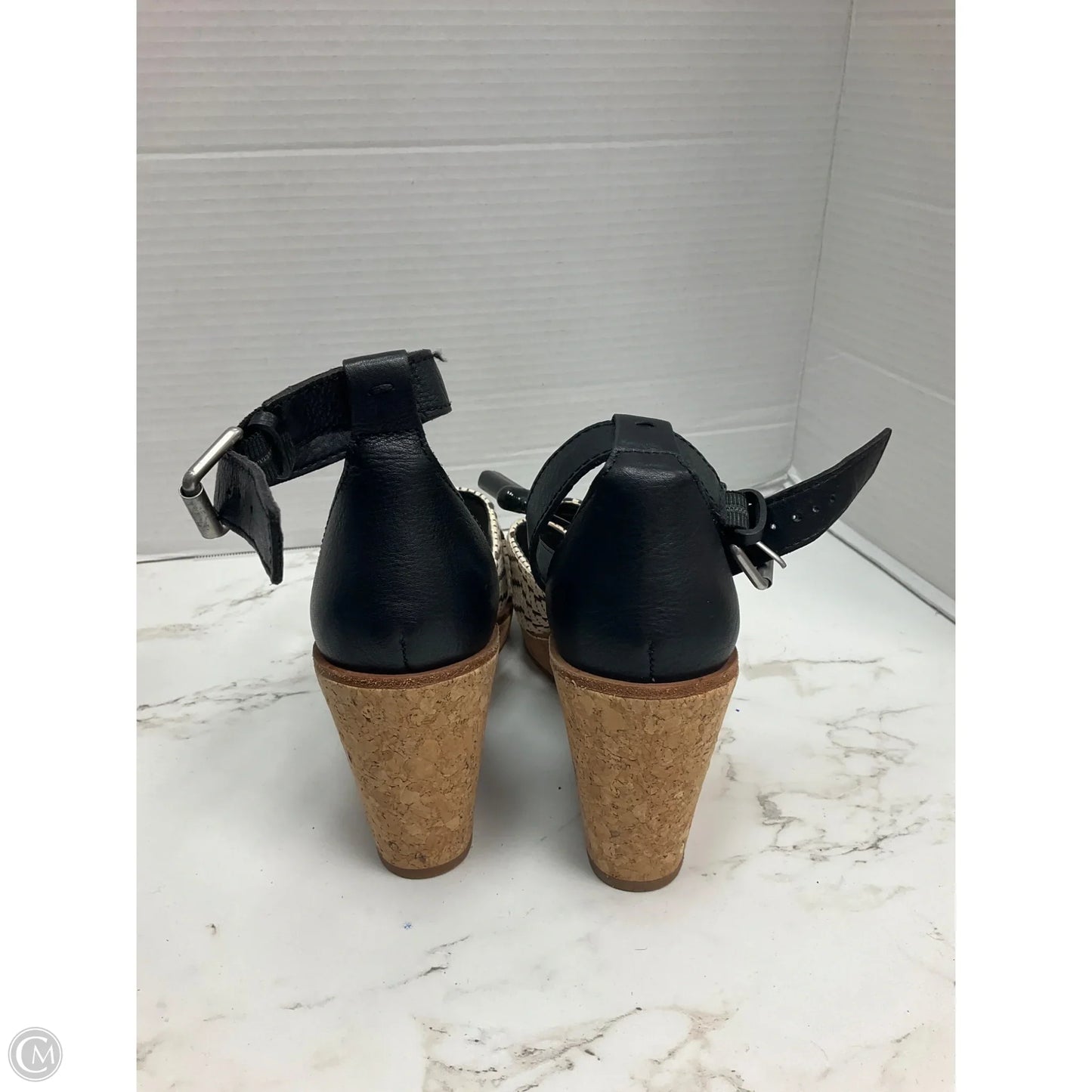 Sandals Heels Wedge By Dolce Vita In Black & Cream, Size: 10