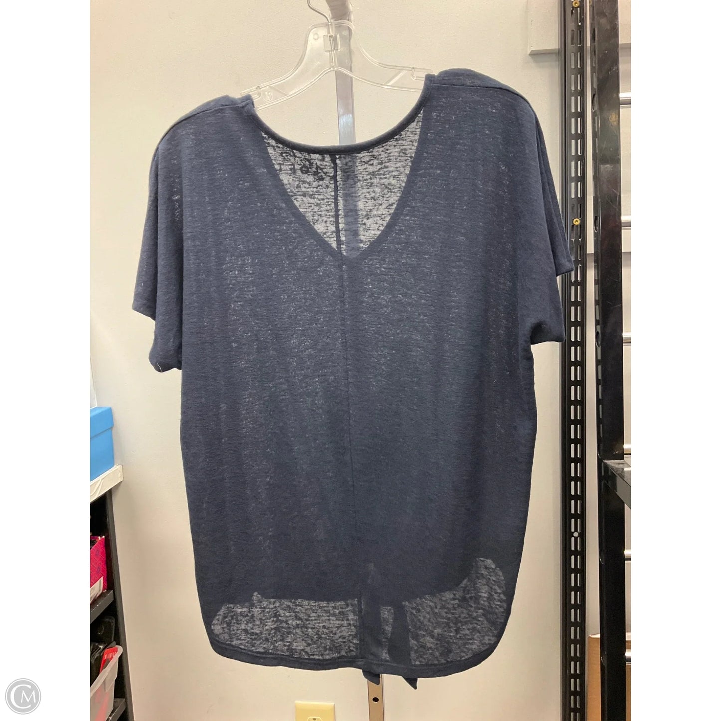 Top Short Sleeve By Loft In Navy, Size: M
