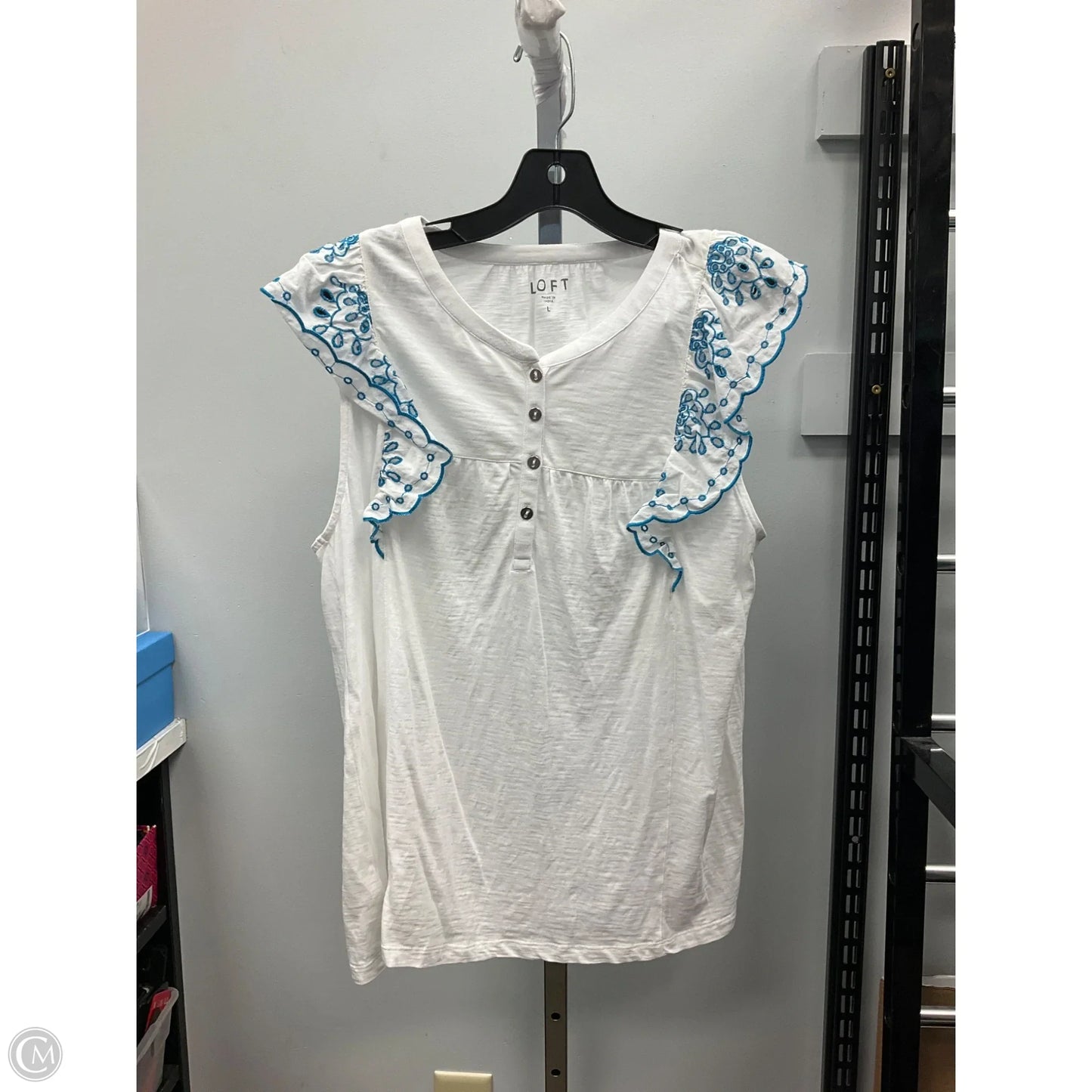 Top Sleeveless By Loft In White, Size: L