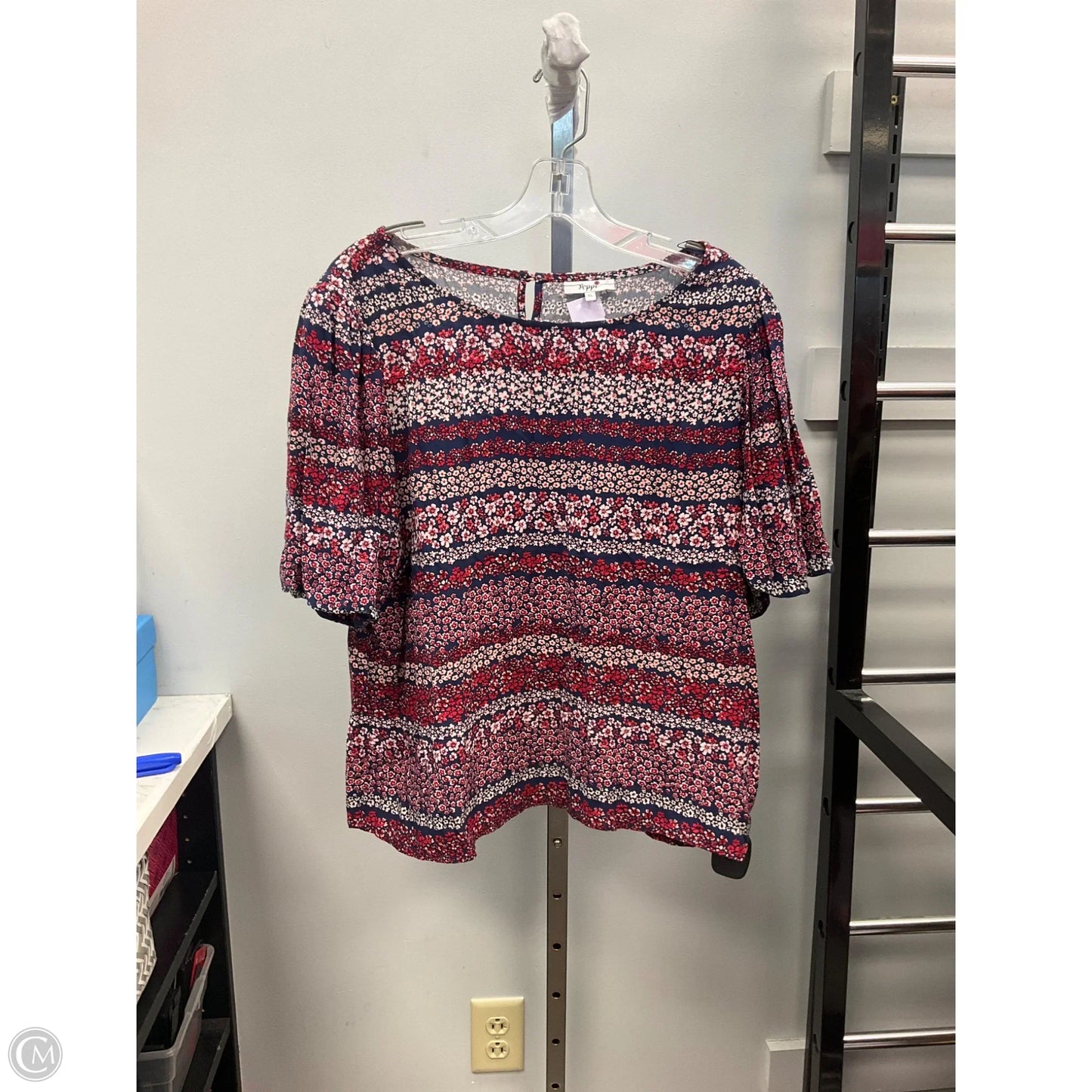 Top Short Sleeve By Cmc In Floral Print, Size: Xl