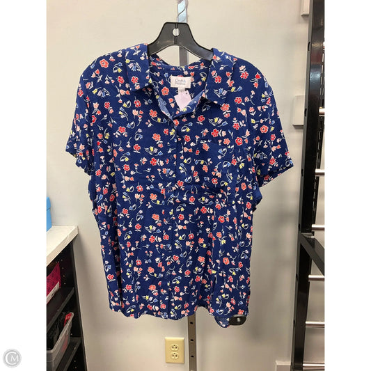Top Short Sleeve By Croft And Barrow In Floral Print, Size: L