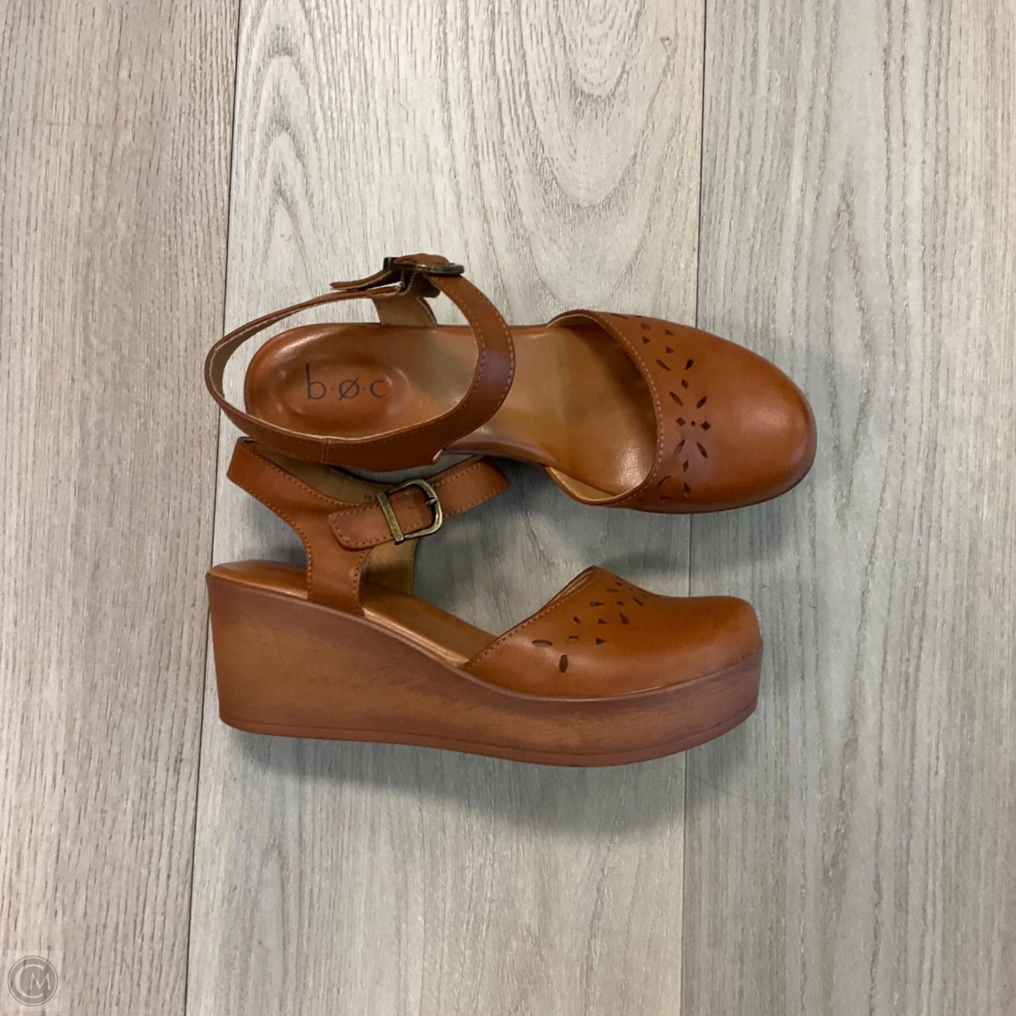 Sandals Heels Wedge By Boc In Brown, Size: 8