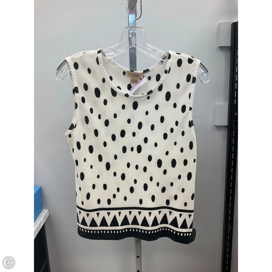 Top Sleeveless By Cmc In Black & White, Size: L