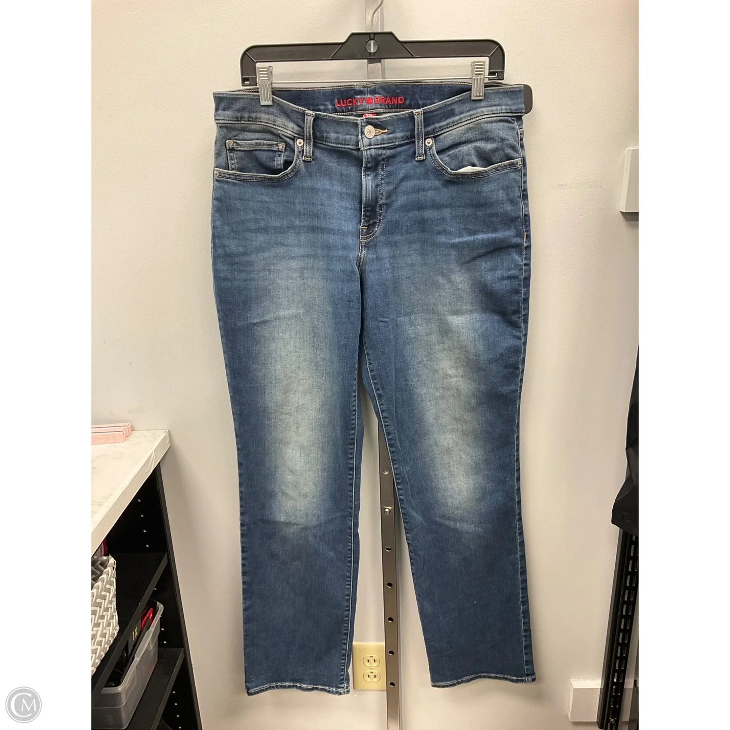 Jeans Straight By Lucky Brand In Blue Denim, Size: 12